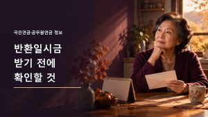 국민연금 반환일시금 청구를 생각하며 달력과 서류를 보는 여성 일러스트